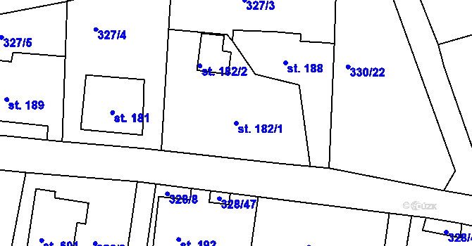 Parcela st. 182/1 v KÚ Dolní Poustevna, Katastrální mapa