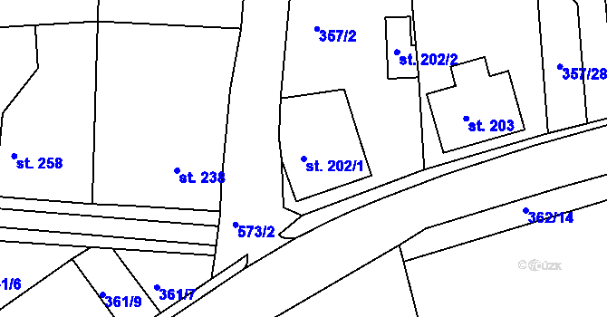 Parcela st. 202/1 v KÚ Dolní Poustevna, Katastrální mapa