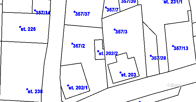 Parcela st. 202/2 v KÚ Dolní Poustevna, Katastrální mapa