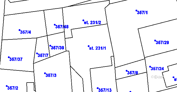Parcela st. 231/1 v KÚ Dolní Poustevna, Katastrální mapa