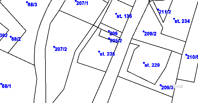 Parcela st. 235 v KÚ Dolní Poustevna, Katastrální mapa