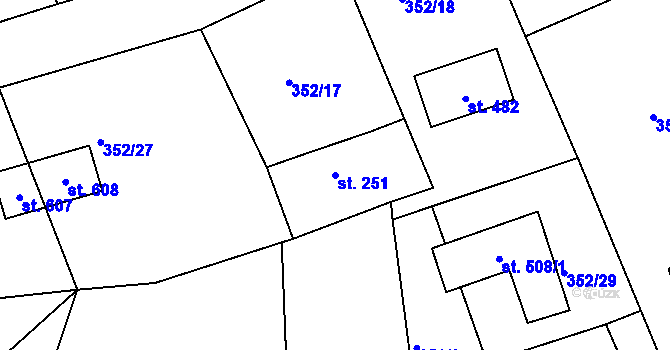 Parcela st. 251 v KÚ Dolní Poustevna, Katastrální mapa
