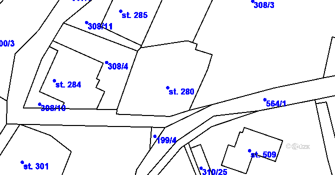 Parcela st. 280 v KÚ Dolní Poustevna, Katastrální mapa