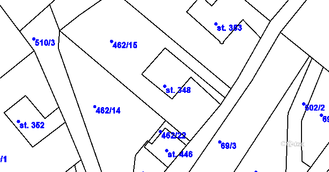 Parcela st. 348 v KÚ Dolní Poustevna, Katastrální mapa