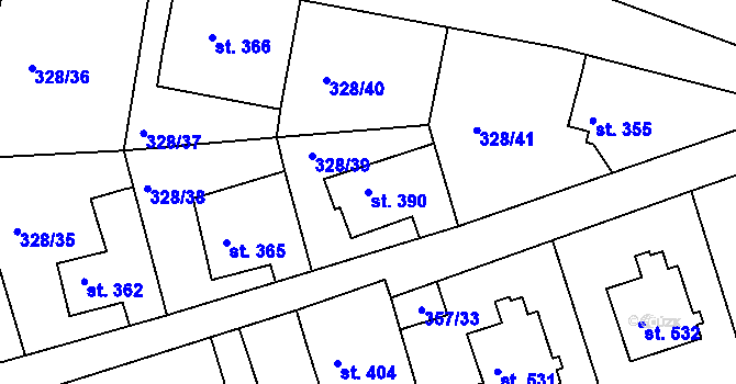 Parcela st. 390 v KÚ Dolní Poustevna, Katastrální mapa