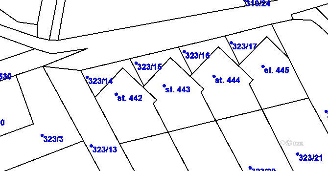 Parcela st. 443 v KÚ Dolní Poustevna, Katastrální mapa