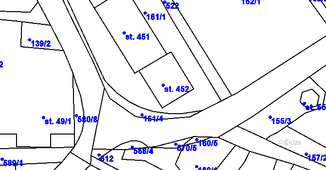 Parcela st. 452 v KÚ Dolní Poustevna, Katastrální mapa