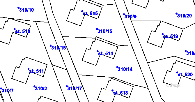 Parcela st. 514 v KÚ Dolní Poustevna, Katastrální mapa
