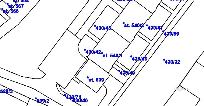 Parcela st. 540/1 v KÚ Dolní Poustevna, Katastrální mapa