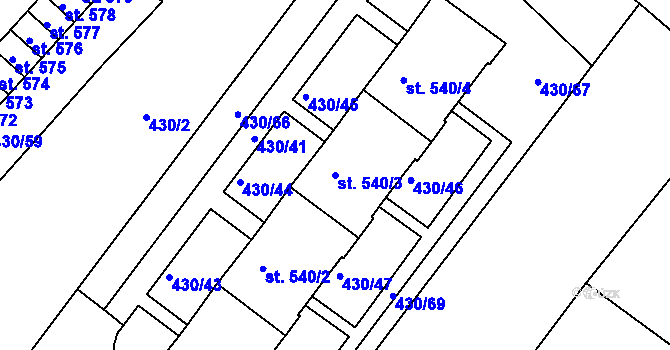 Parcela st. 540/3 v KÚ Dolní Poustevna, Katastrální mapa