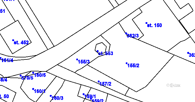 Parcela st. 553 v KÚ Dolní Poustevna, Katastrální mapa