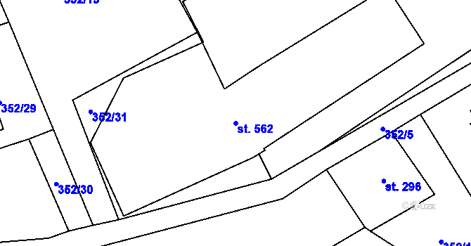 Parcela st. 562 v KÚ Dolní Poustevna, Katastrální mapa
