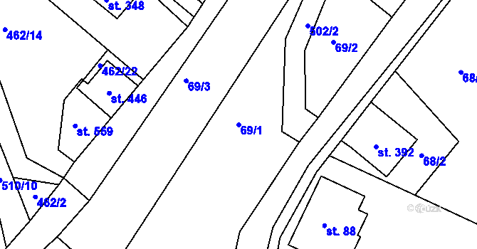 Parcela st. 69/1 v KÚ Dolní Poustevna, Katastrální mapa