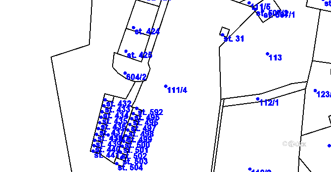 Parcela st. 111/4 v KÚ Dolní Poustevna, Katastrální mapa