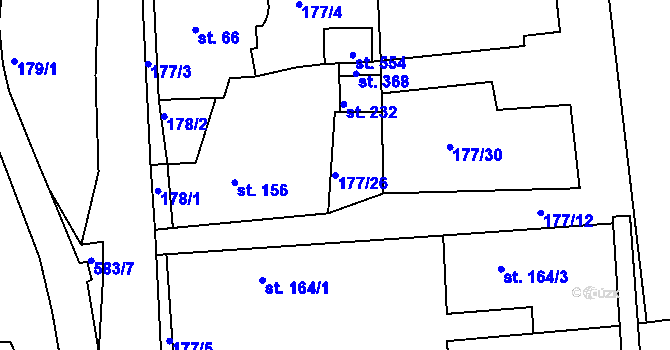 Parcela st. 177/26 v KÚ Dolní Poustevna, Katastrální mapa