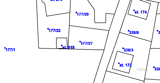 Parcela st. 177/27 v KÚ Dolní Poustevna, Katastrální mapa