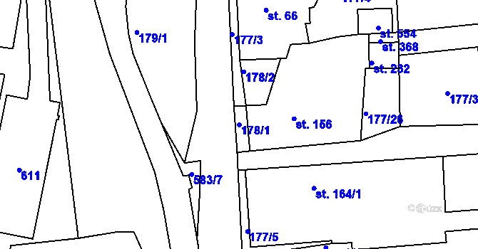Parcela st. 178/1 v KÚ Dolní Poustevna, Katastrální mapa