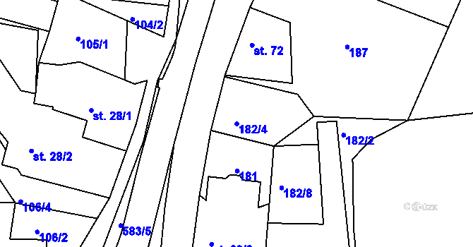 Parcela st. 182/4 v KÚ Dolní Poustevna, Katastrální mapa