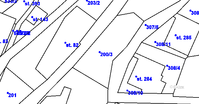 Parcela st. 200/3 v KÚ Dolní Poustevna, Katastrální mapa
