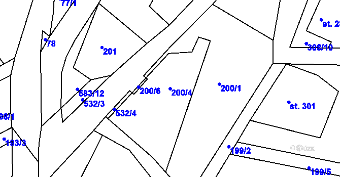 Parcela st. 200/4 v KÚ Dolní Poustevna, Katastrální mapa