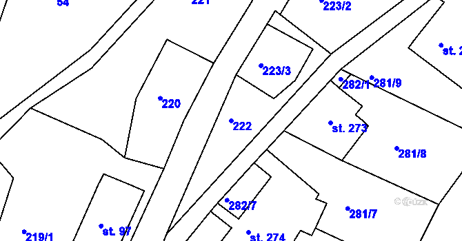 Parcela st. 222 v KÚ Dolní Poustevna, Katastrální mapa