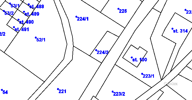 Parcela st. 224/2 v KÚ Dolní Poustevna, Katastrální mapa