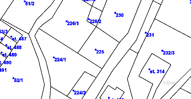 Parcela st. 225 v KÚ Dolní Poustevna, Katastrální mapa