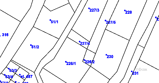 Parcela st. 227/4 v KÚ Dolní Poustevna, Katastrální mapa
