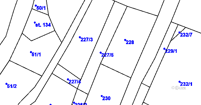 Parcela st. 227/5 v KÚ Dolní Poustevna, Katastrální mapa