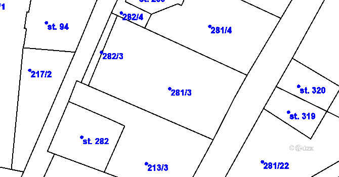 Parcela st. 281/3 v KÚ Dolní Poustevna, Katastrální mapa