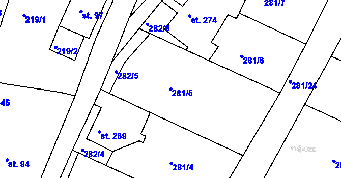 Parcela st. 281/5 v KÚ Dolní Poustevna, Katastrální mapa