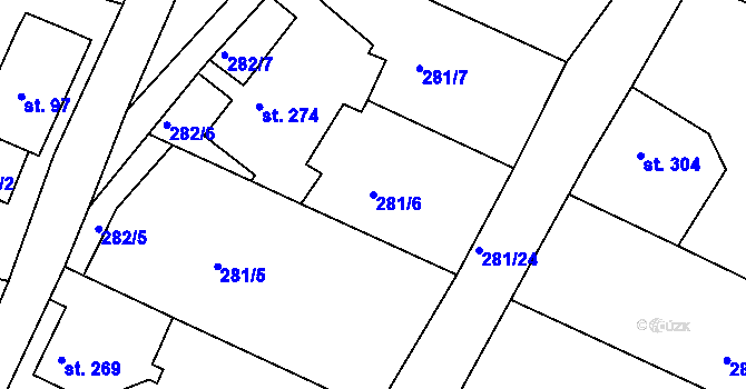 Parcela st. 281/6 v KÚ Dolní Poustevna, Katastrální mapa