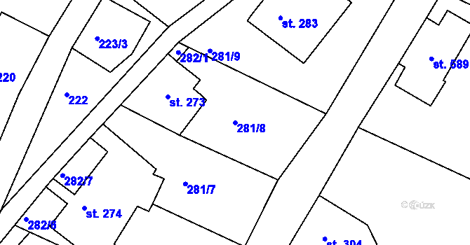 Parcela st. 281/8 v KÚ Dolní Poustevna, Katastrální mapa