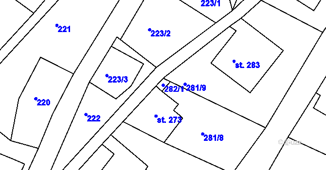 Parcela st. 282/1 v KÚ Dolní Poustevna, Katastrální mapa