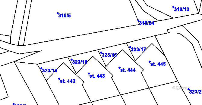 Parcela st. 323/16 v KÚ Dolní Poustevna, Katastrální mapa
