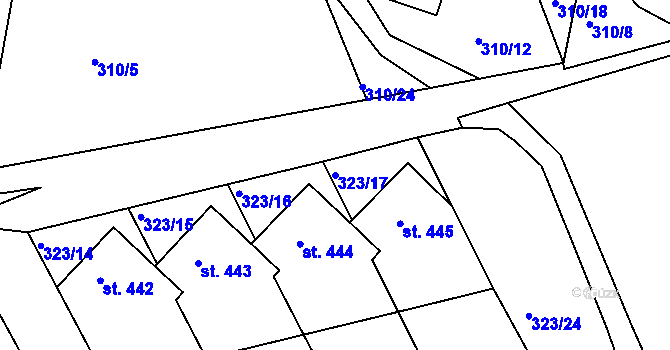 Parcela st. 323/17 v KÚ Dolní Poustevna, Katastrální mapa