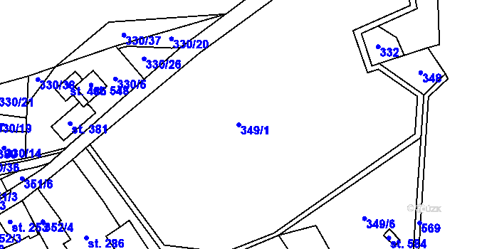 Parcela st. 349/1 v KÚ Dolní Poustevna, Katastrální mapa