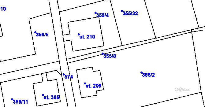 Parcela st. 355/8 v KÚ Dolní Poustevna, Katastrální mapa