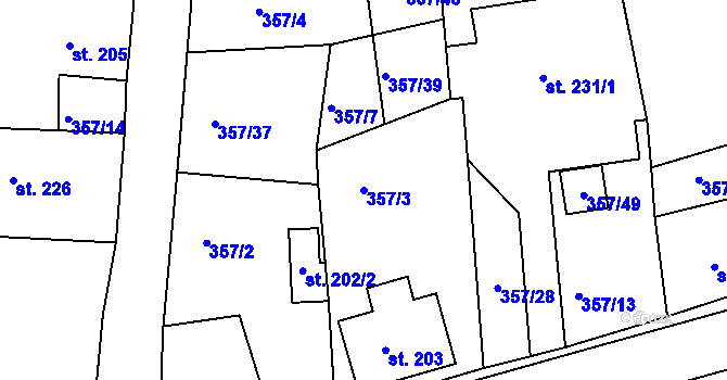 Parcela st. 357/3 v KÚ Dolní Poustevna, Katastrální mapa