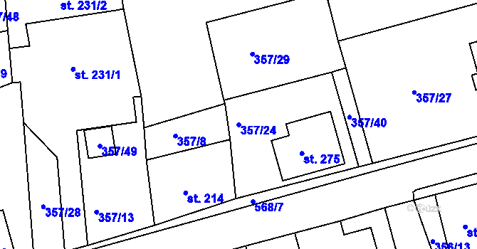 Parcela st. 357/24 v KÚ Dolní Poustevna, Katastrální mapa