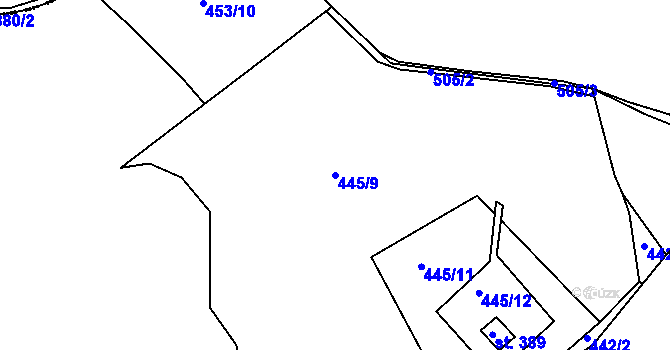 Parcela st. 445/9 v KÚ Dolní Poustevna, Katastrální mapa