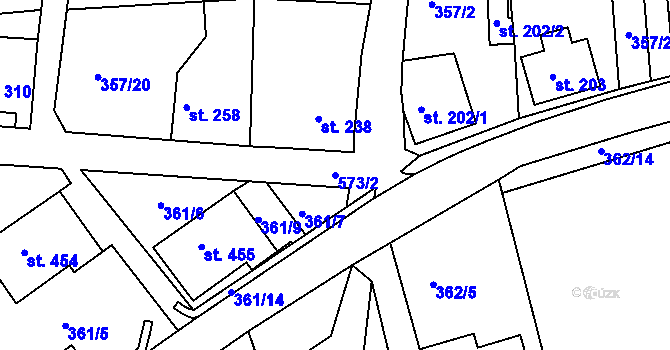 Parcela st. 573/2 v KÚ Dolní Poustevna, Katastrální mapa