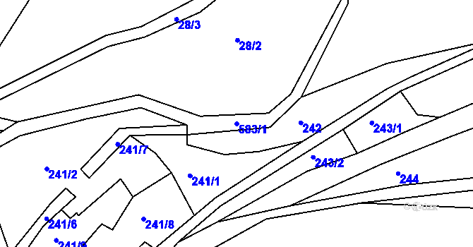 Parcela st. 583/1 v KÚ Dolní Poustevna, Katastrální mapa