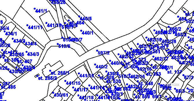 Parcela st. 597/2 v KÚ Dolní Poustevna, Katastrální mapa