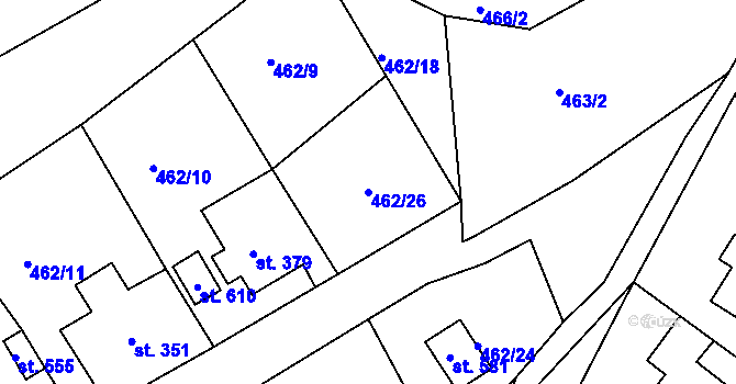 Parcela st. 462/26 v KÚ Dolní Poustevna, Katastrální mapa