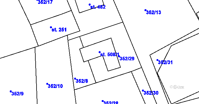 Parcela st. 508/1 v KÚ Dolní Poustevna, Katastrální mapa