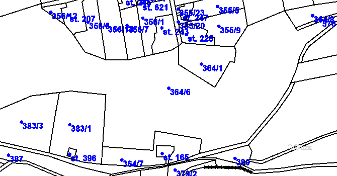Parcela st. 364/6 v KÚ Dolní Poustevna, Katastrální mapa