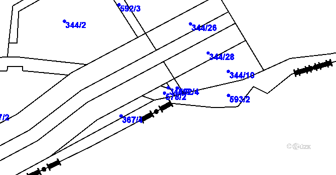 Parcela st. 344/9 v KÚ Dolní Poustevna, Katastrální mapa