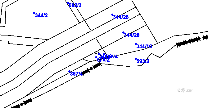 Parcela st. 592/4 v KÚ Dolní Poustevna, Katastrální mapa