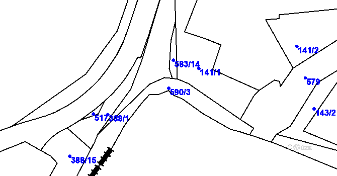 Parcela st. 590/3 v KÚ Dolní Poustevna, Katastrální mapa